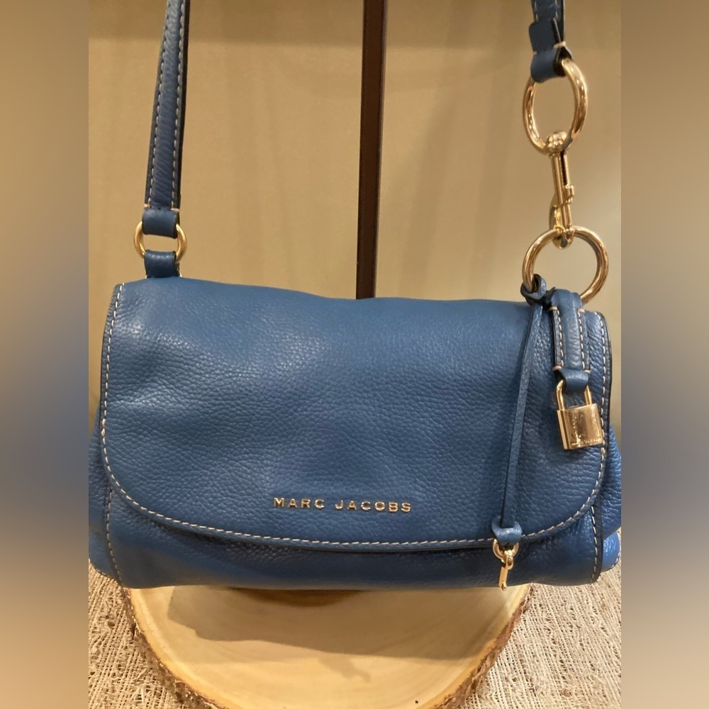 MARC JACOBS The Boho Grind Medium Leather Sky Blue‎ Crossbody original pa…